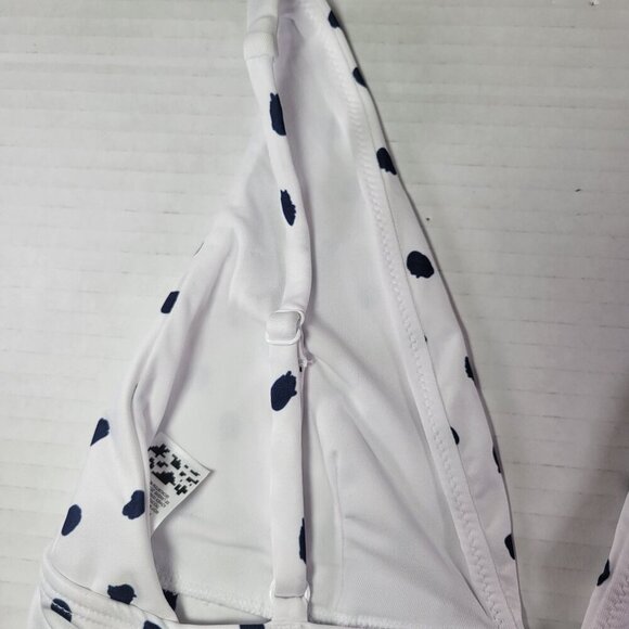 ASOS Design White & Navy Polka Dot Triangle Bikini Top Swimwear Size US 6 - Picture 3 of 5